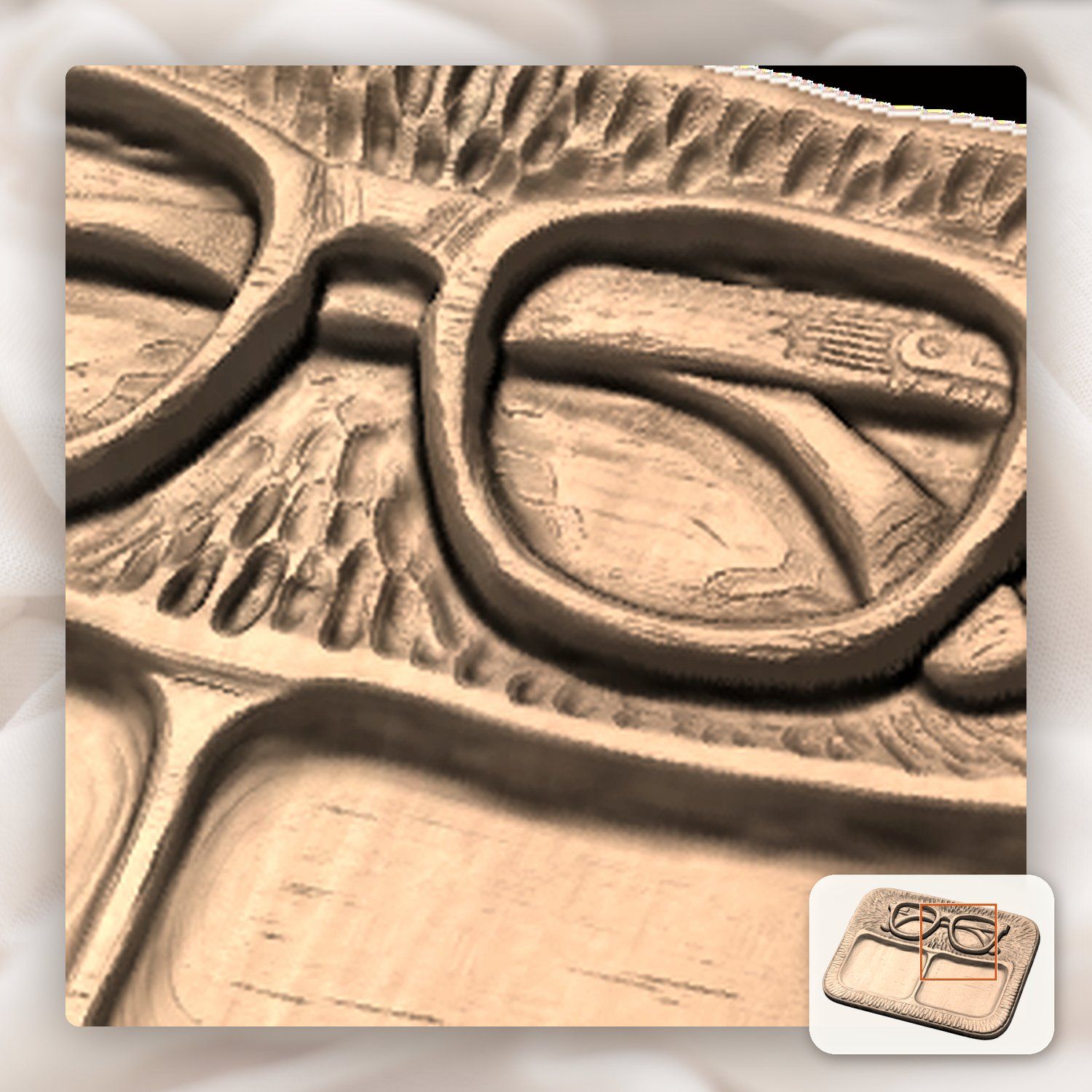 Retro Glasses Valet Tray CNC Relief STL bas-relief STL — view 9