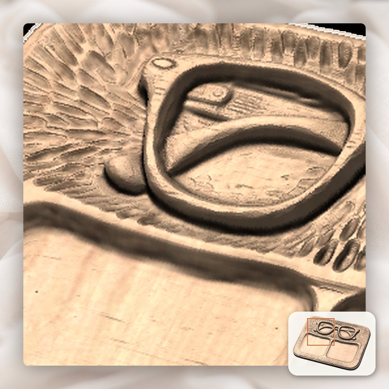 Retro Glasses Valet Tray CNC Relief STL bas-relief STL — view 10