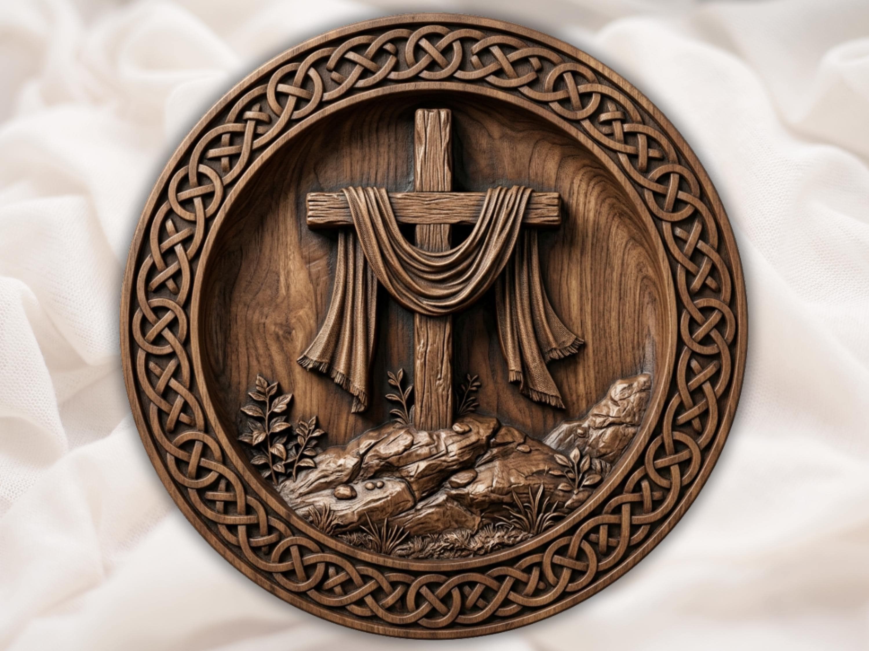 Risen Christ Cross Relief STL file for CNC router bas-relief STL file for CNC router, laser engraver & 3D printing