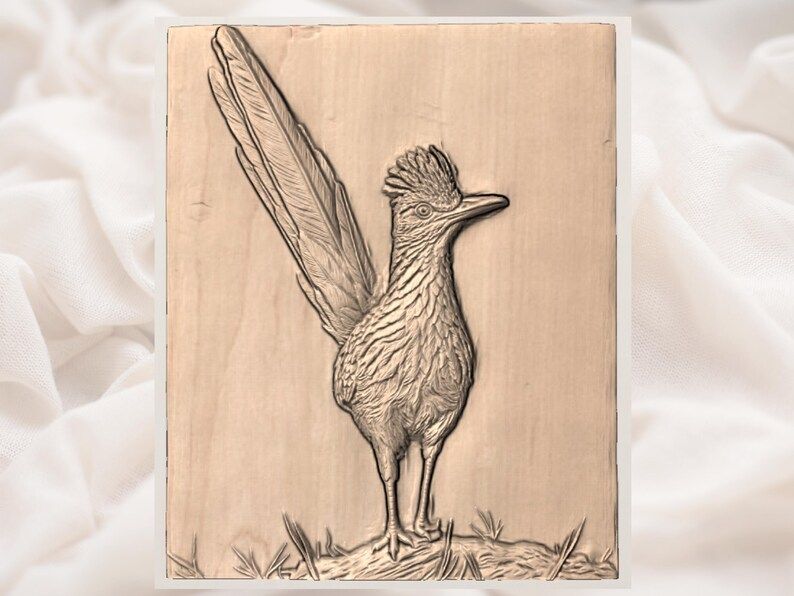 Standing Roadrunner Bas-Relief STL for CNC Carving bas-relief STL — view 2