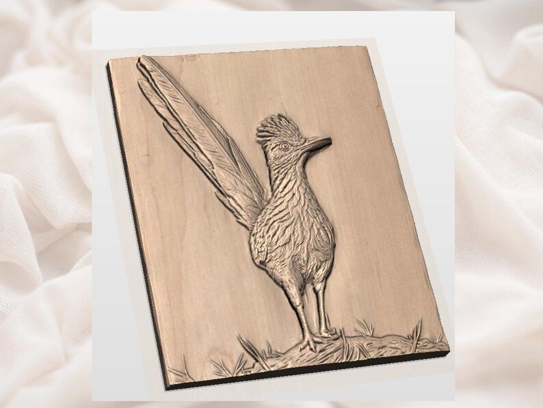 Standing Roadrunner Bas-Relief STL for CNC Carving bas-relief STL — view 3