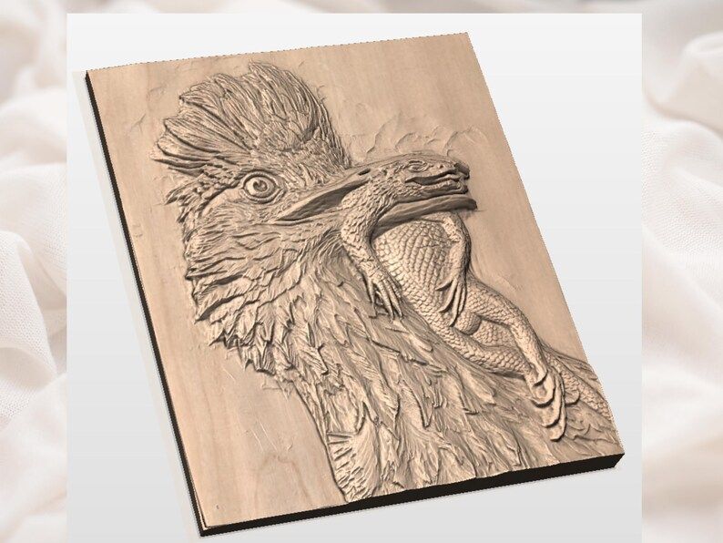 Roadrunner With Lizard Bas-Relief STL for CNC Carving bas-relief STL — view 3