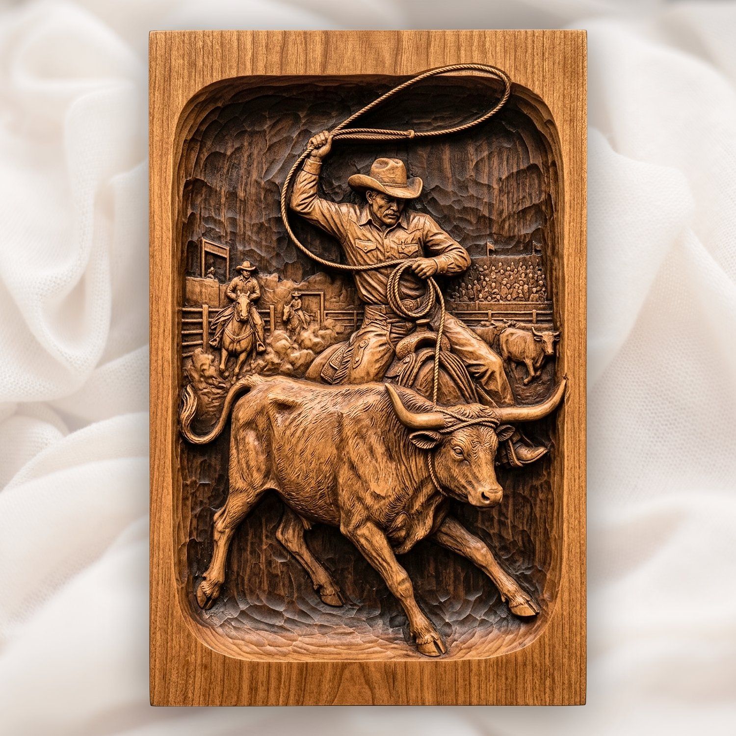 Rodeo Cowboy Steer Roping CNC Relief STL bas-relief STL design