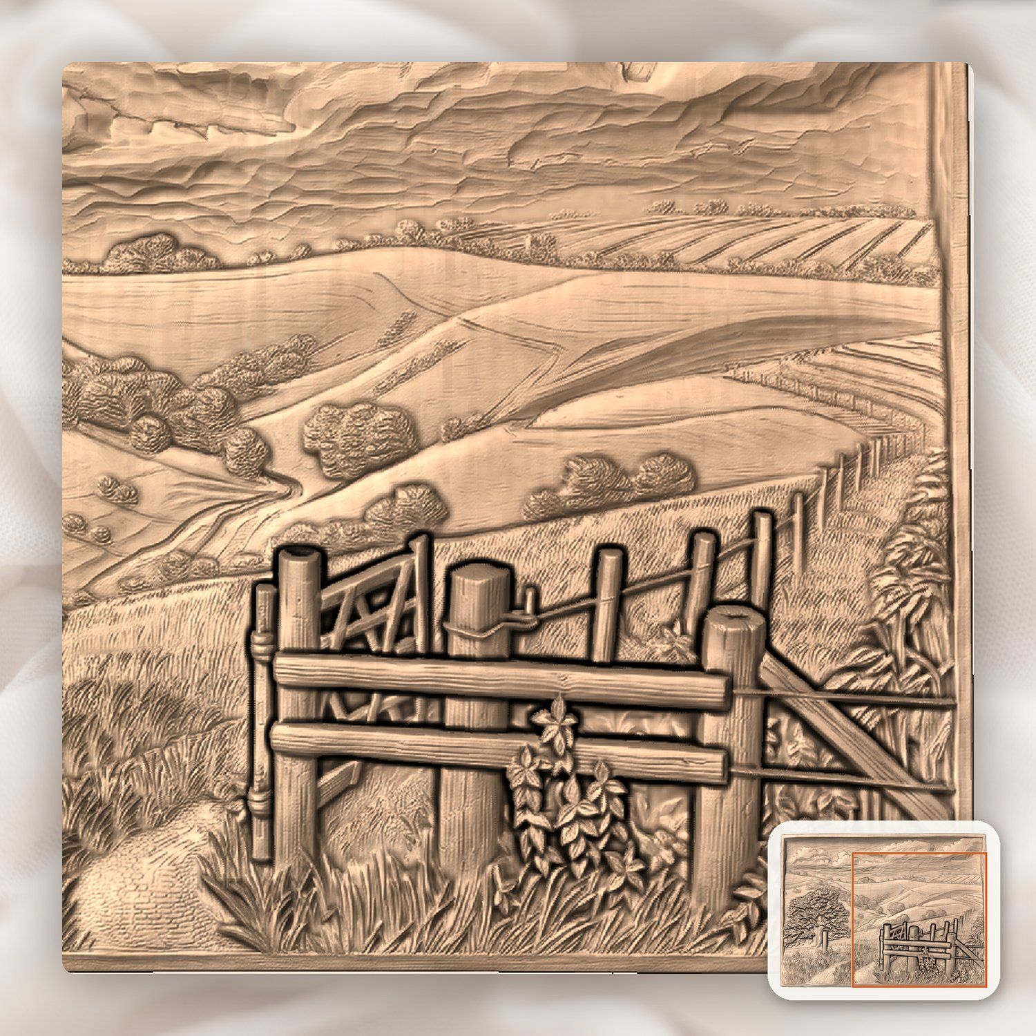 Rolling Hills Countryside Landscape CNC Relief STL bas-relief STL — view 7