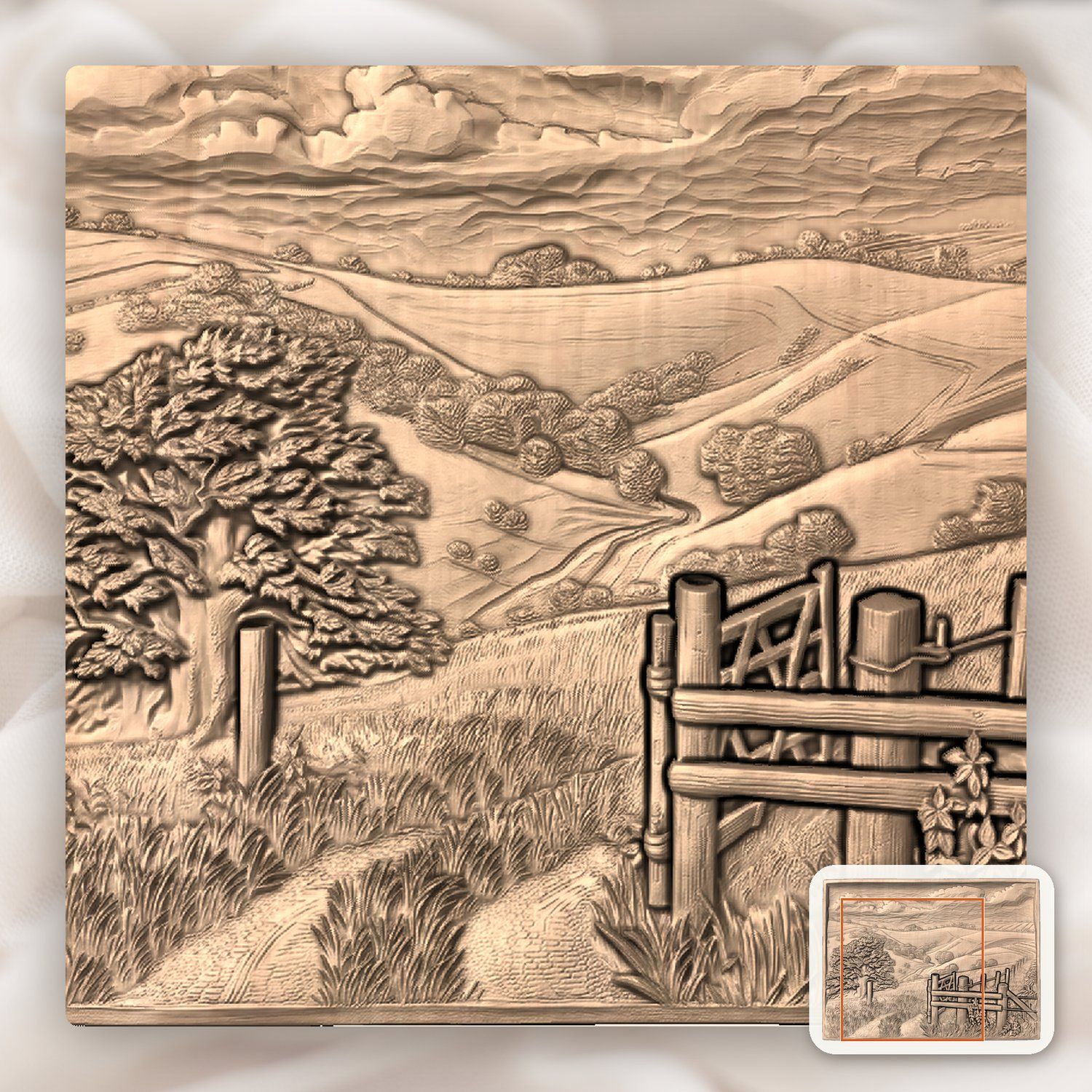 Rolling Hills Countryside Landscape CNC Relief STL bas-relief STL — view 8
