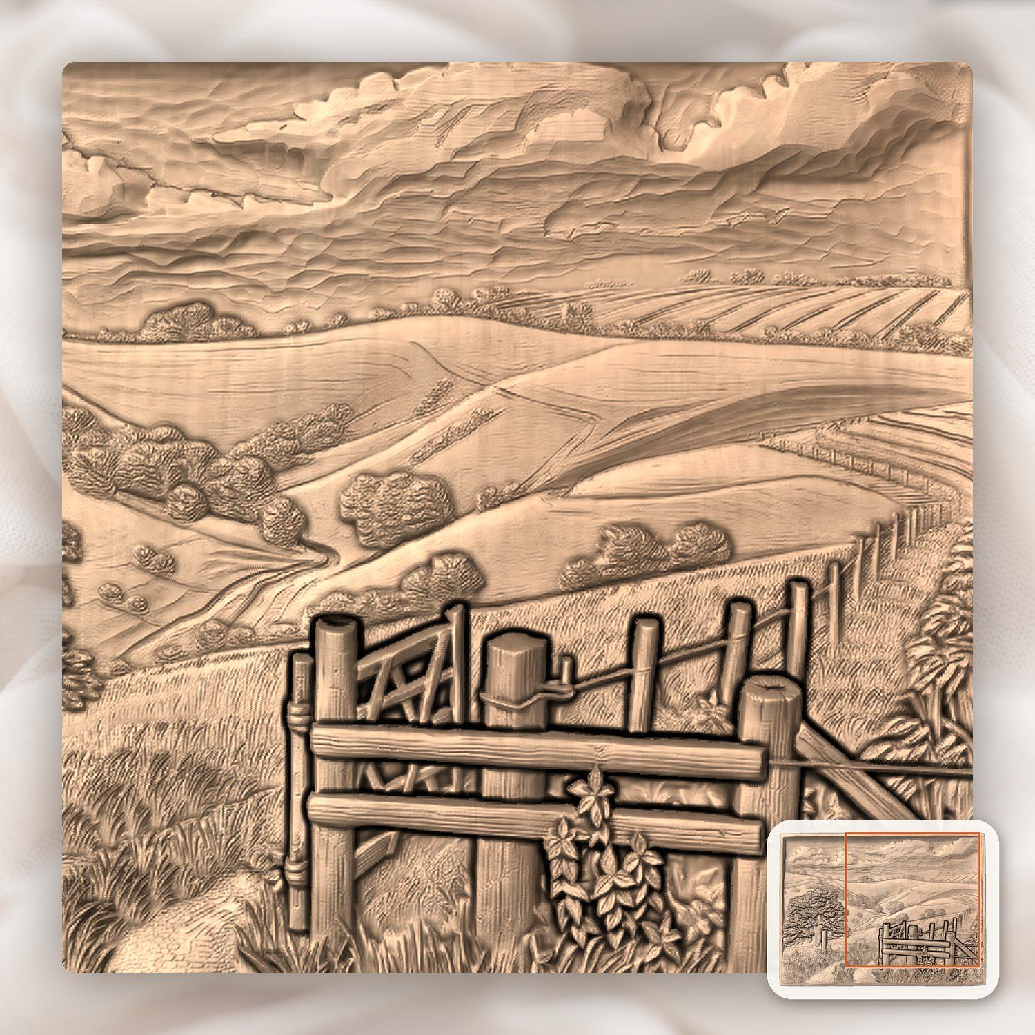 Rolling Hills Countryside Landscape CNC Relief STL bas-relief STL — view 9