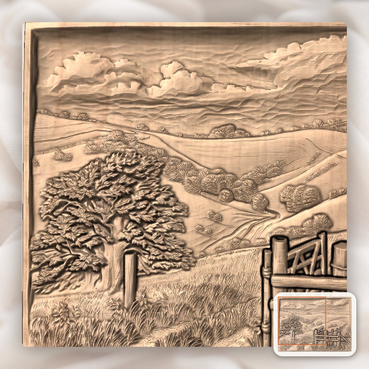 Rolling Hills Countryside Landscape CNC Relief STL bas-relief STL — view 10