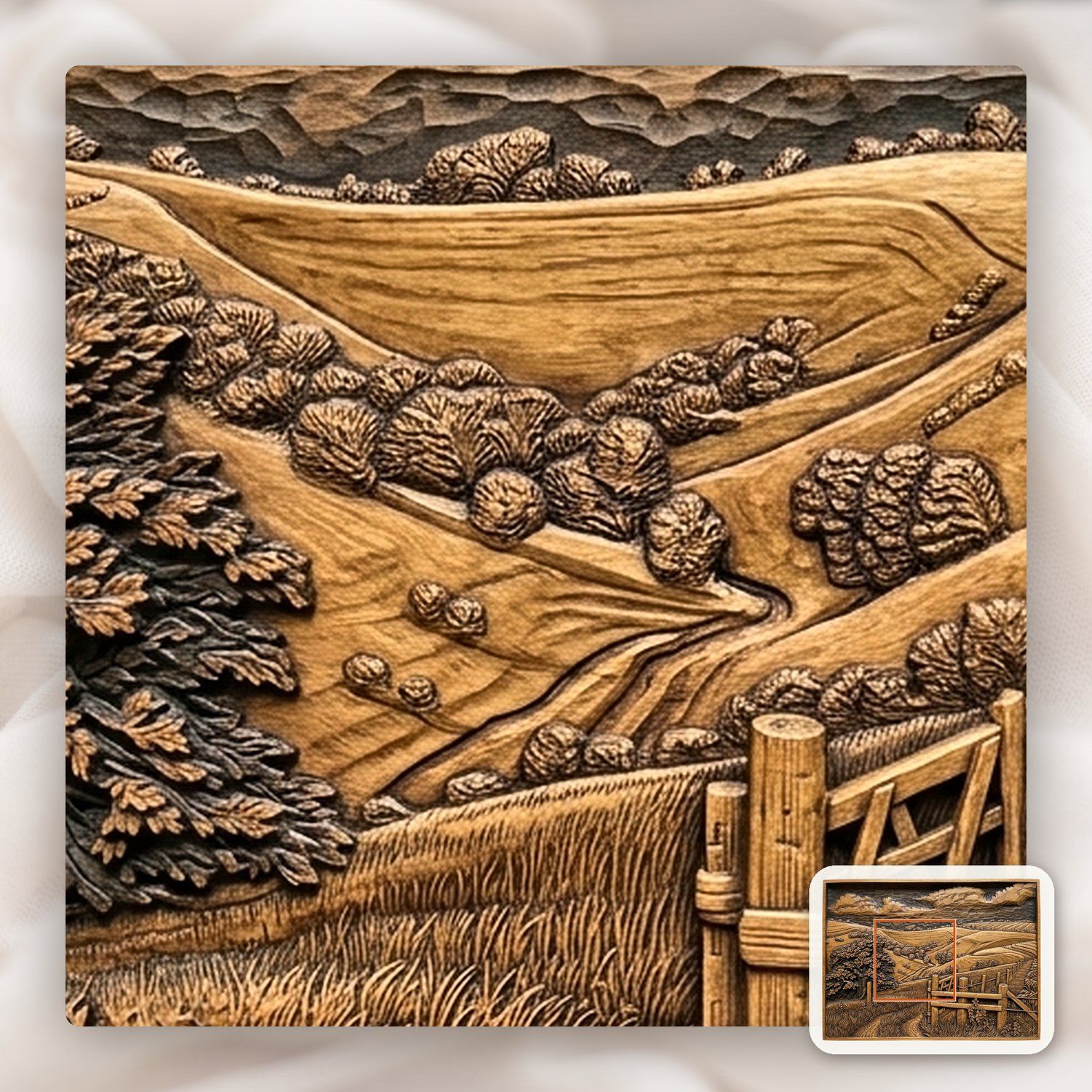 Rolling Hills Countryside Landscape CNC Relief STL bas-relief STL — view 11