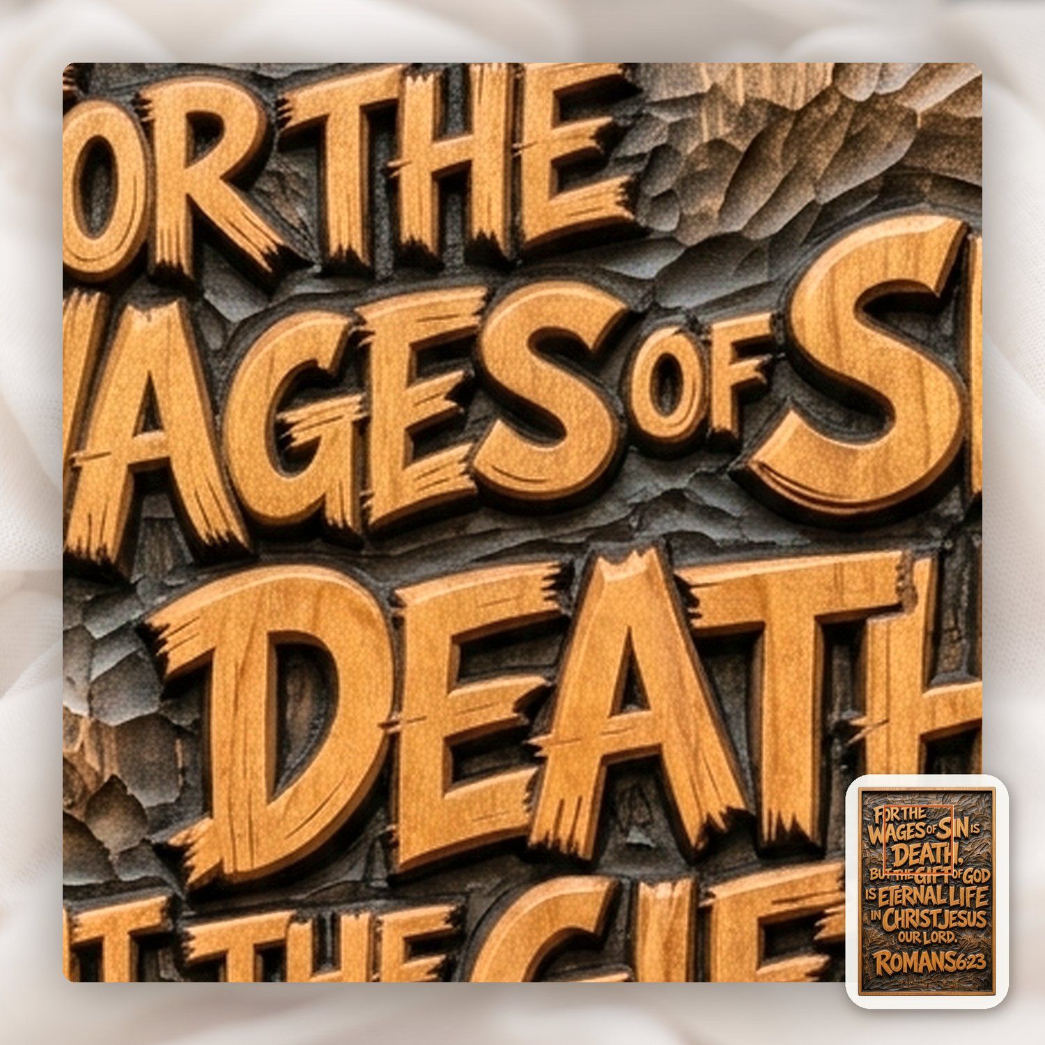 Romans 6:23 Scripture Verse CNC Relief STL bas-relief STL — view 12