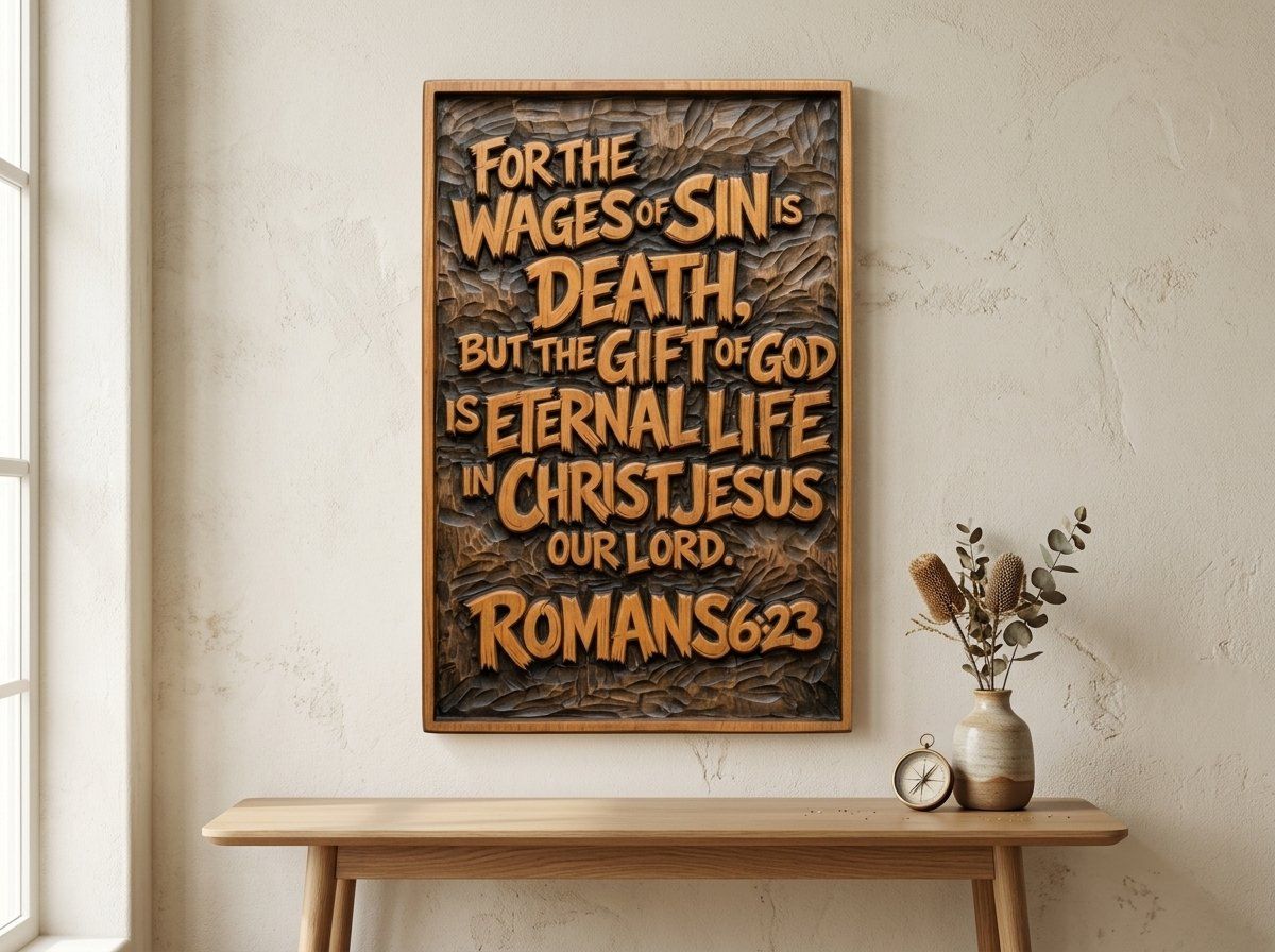 Romans 6:23 Scripture Verse CNC Relief STL bas-relief STL — view 13
