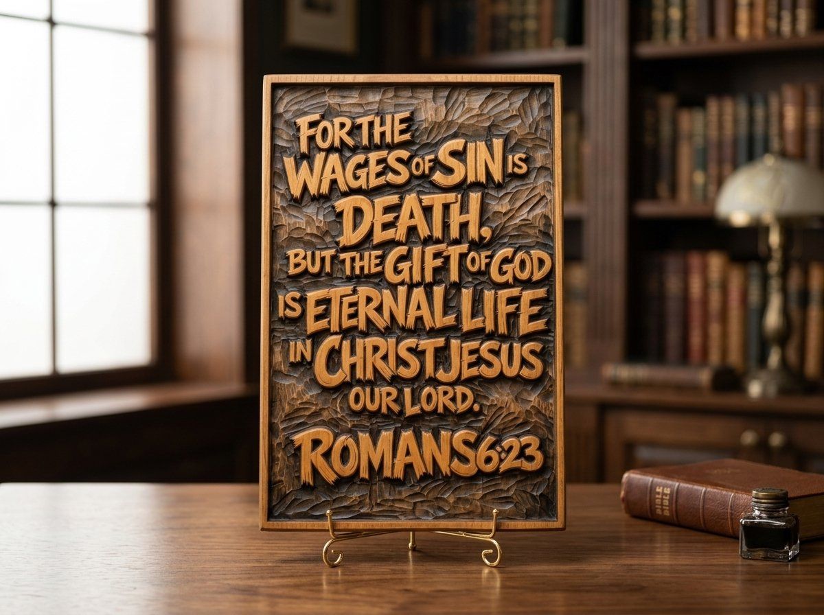Romans 6:23 Scripture Verse CNC Relief STL bas-relief STL — view 14