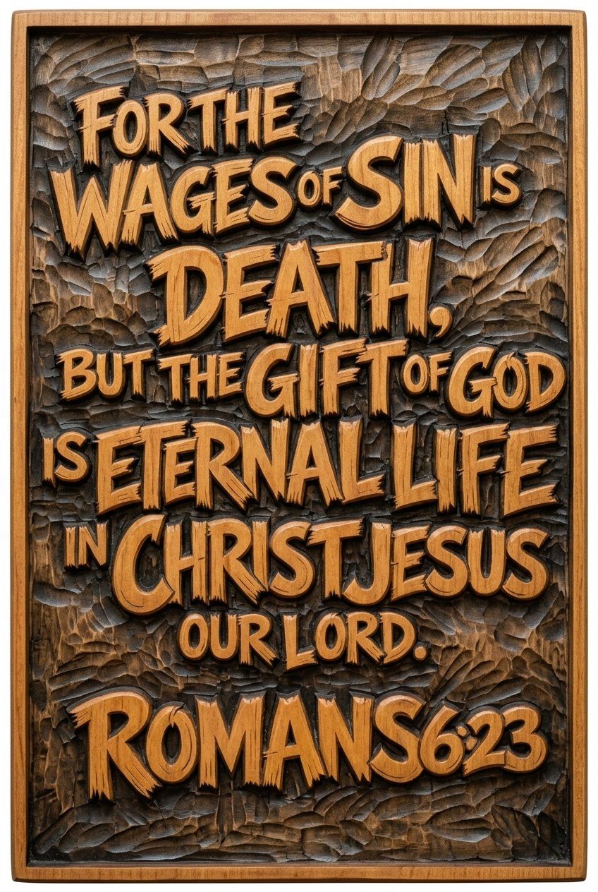 Romans 6:23 Scripture Verse CNC Relief STL bas-relief STL — view 4