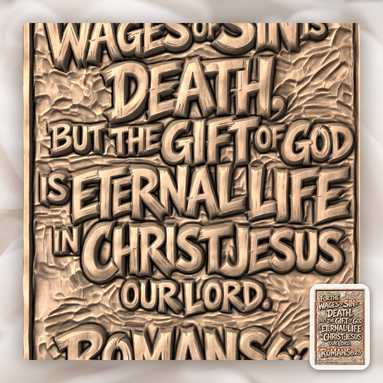 Romans 6:23 Scripture Verse CNC Relief STL bas-relief STL — view 7