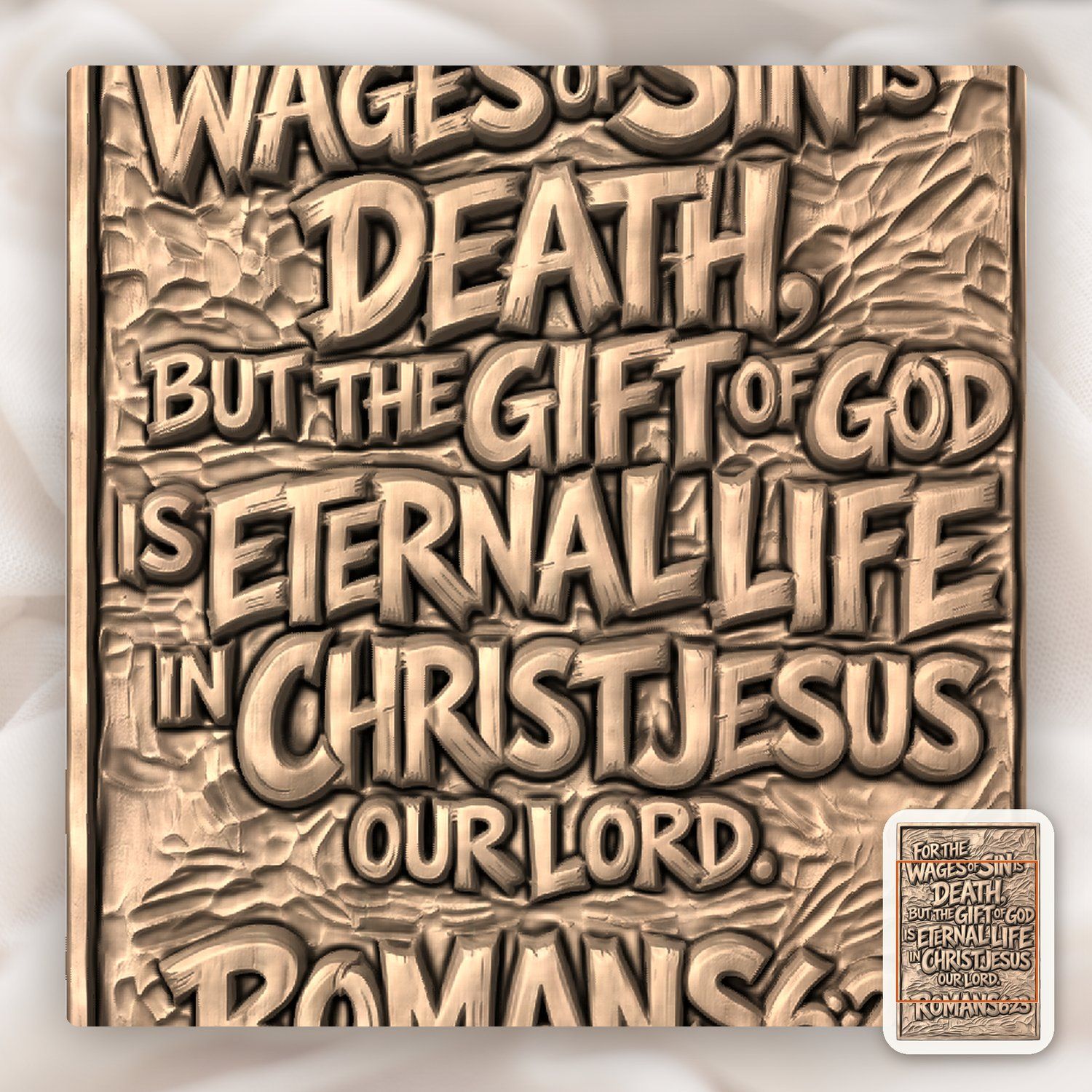 Romans 6:23 Scripture Verse CNC Relief STL bas-relief STL — view 8