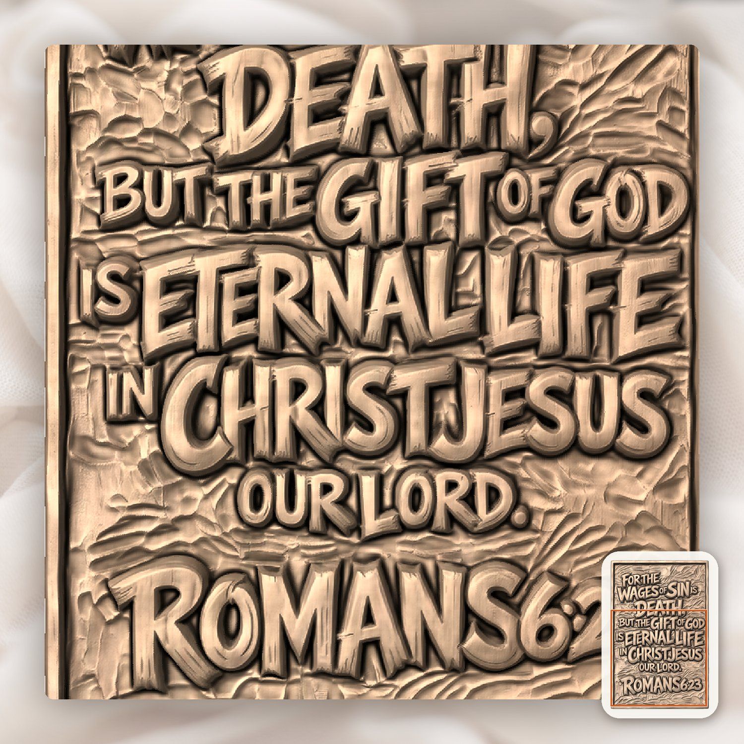 Romans 6:23 Scripture Verse CNC Relief STL bas-relief STL — view 9