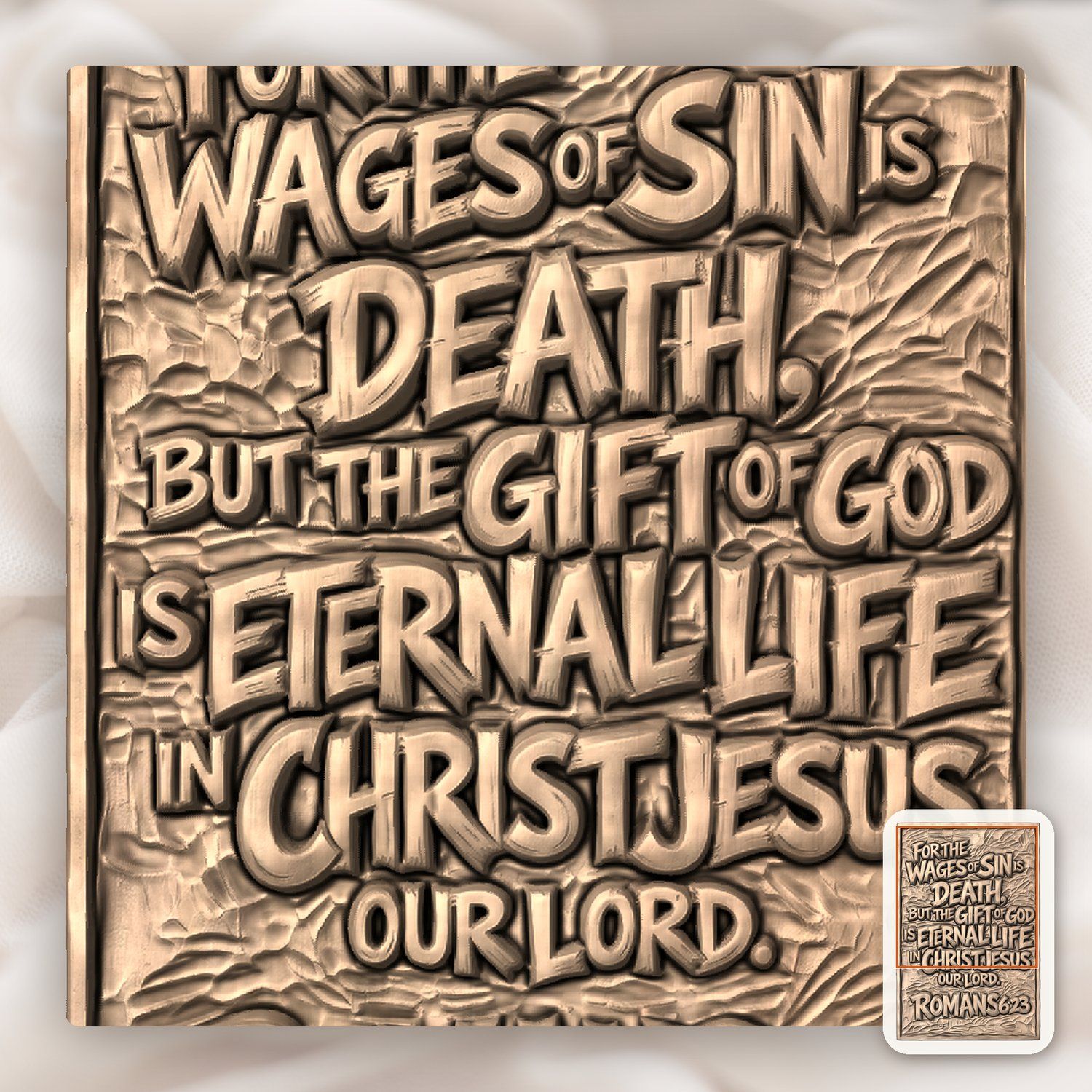 Romans 6:23 Scripture Verse CNC Relief STL bas-relief STL — view 10
