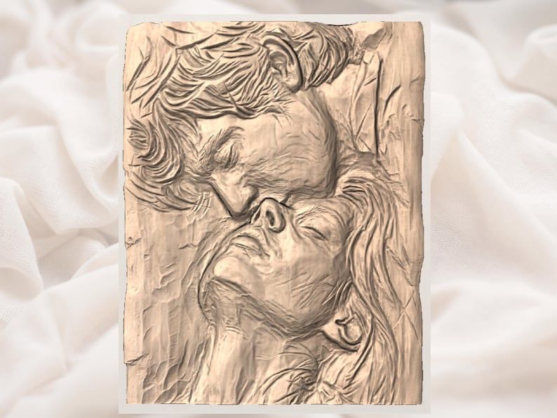 Lovers Almost Kissing Bas-Relief STL for CNC Carving bas-relief STL — view 2
