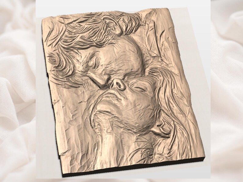 Lovers Almost Kissing Bas-Relief STL for CNC Carving bas-relief STL — view 3