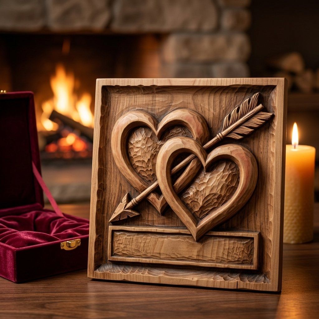 Romantic Intertwined Hearts Wall Art bas-relief STL — view 6