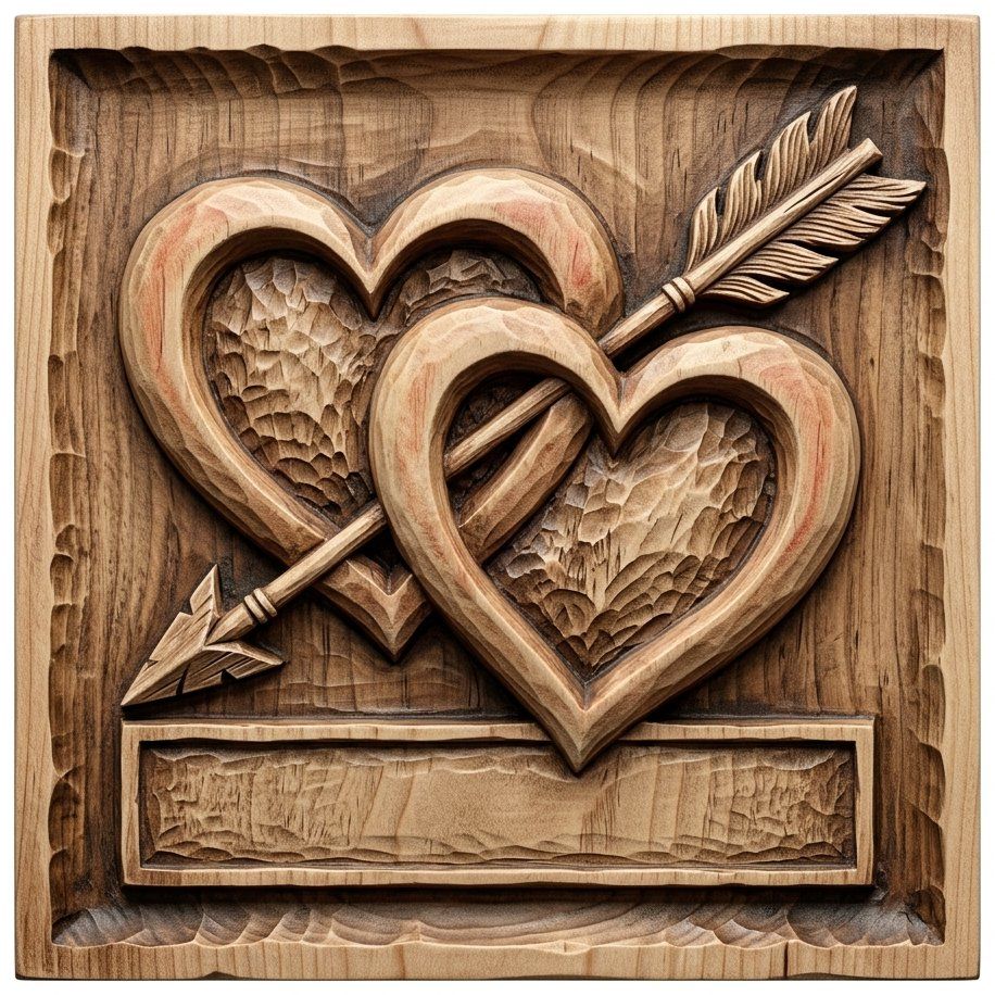 Romantic Intertwined Hearts Wall Art bas-relief STL — view 7