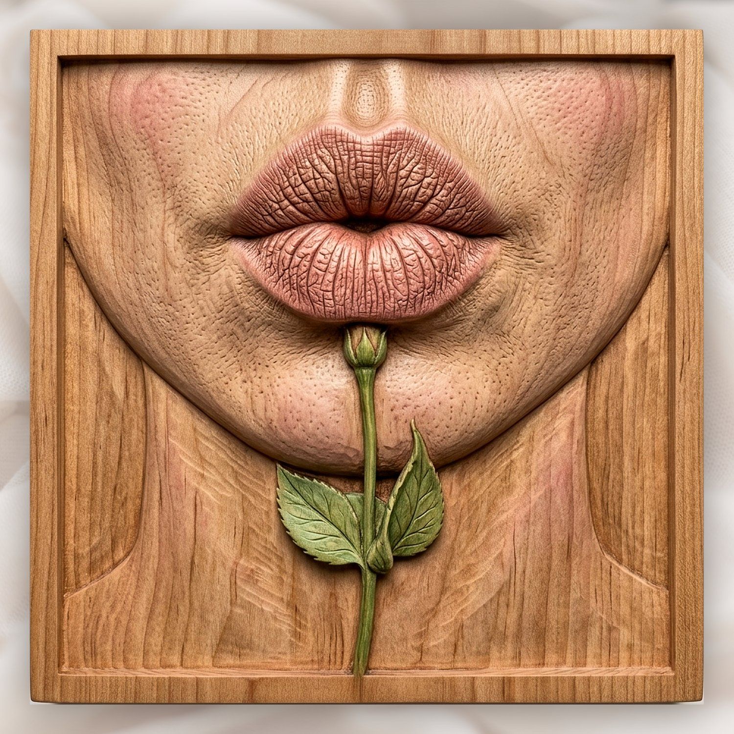 Romantic Lips Kissing Rose CNC Relief STL bas-relief STL design
