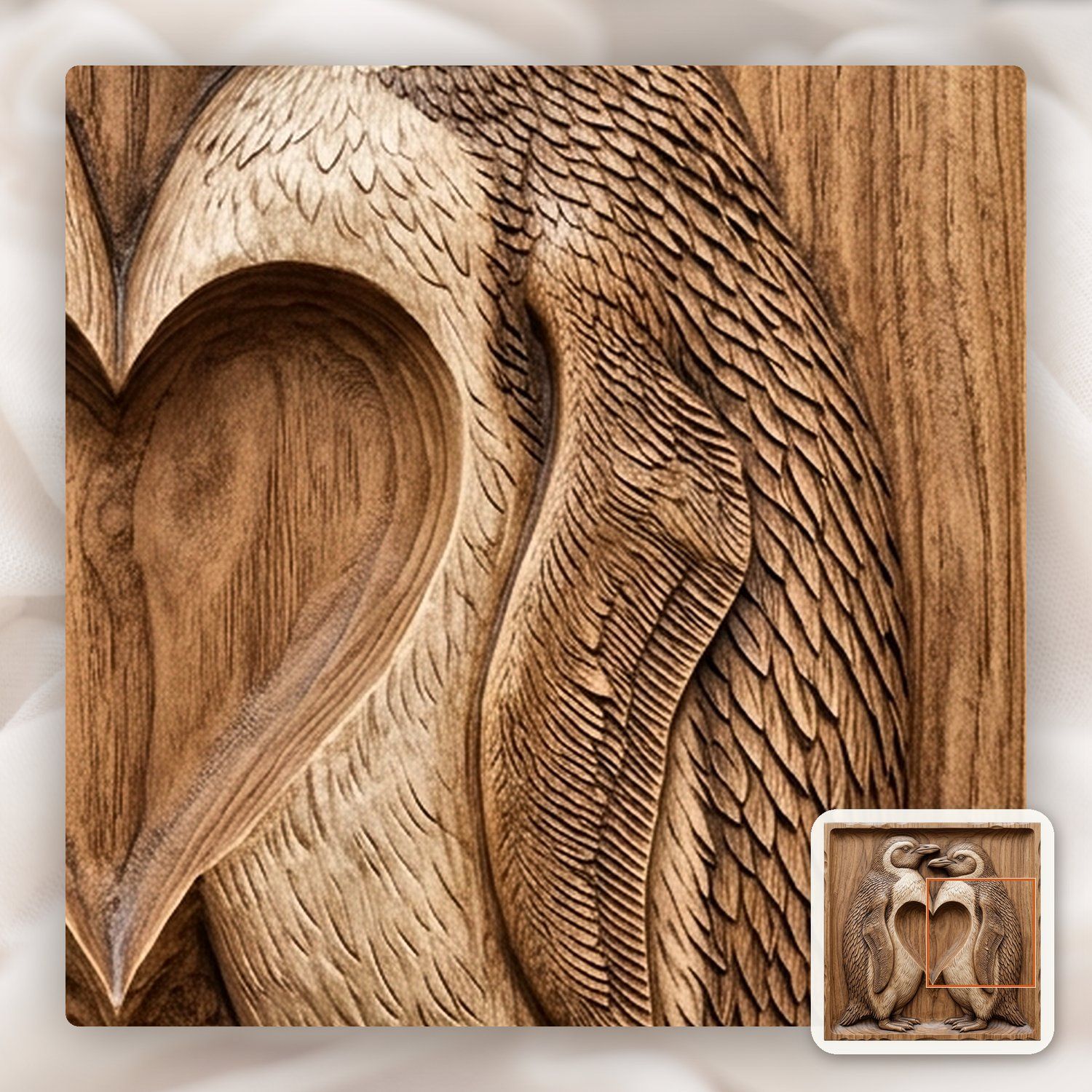 Romantic Penguins Heart CNC Relief STL bas-relief STL — view 11