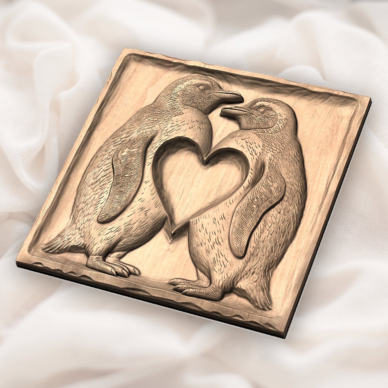 Romantic Penguins Heart CNC Relief STL bas-relief STL — view 4