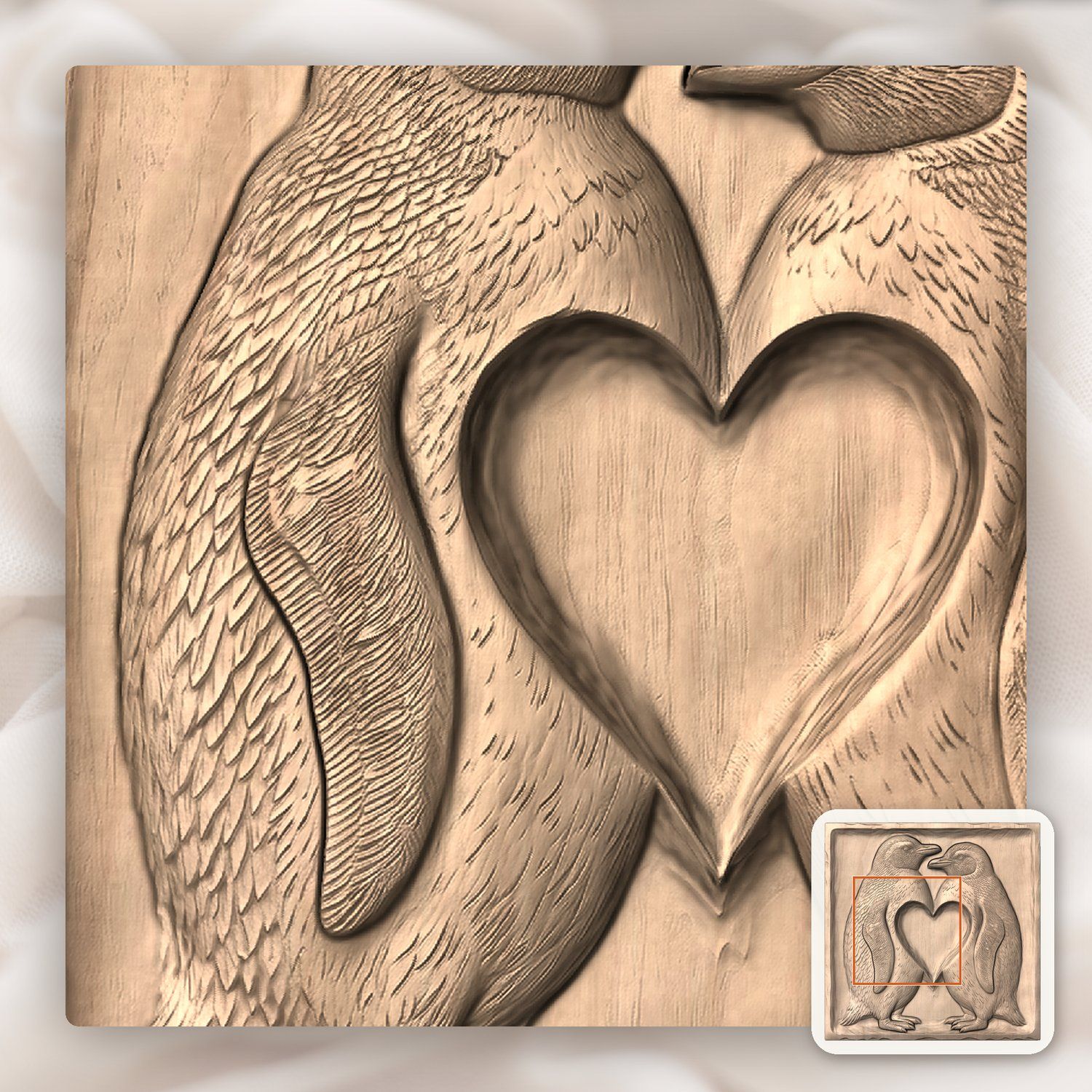 Romantic Penguins Heart CNC Relief STL bas-relief STL — view 5