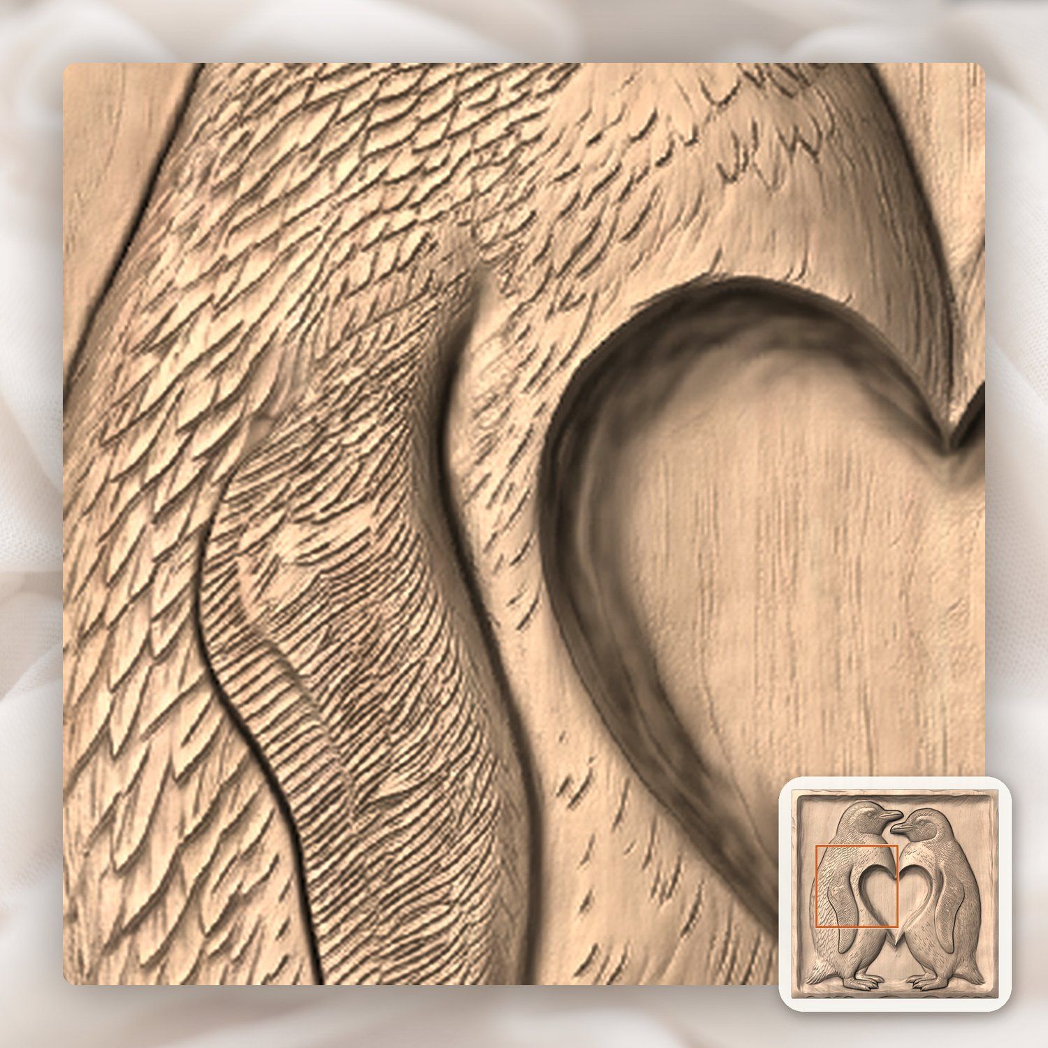 Romantic Penguins Heart CNC Relief STL bas-relief STL — view 6