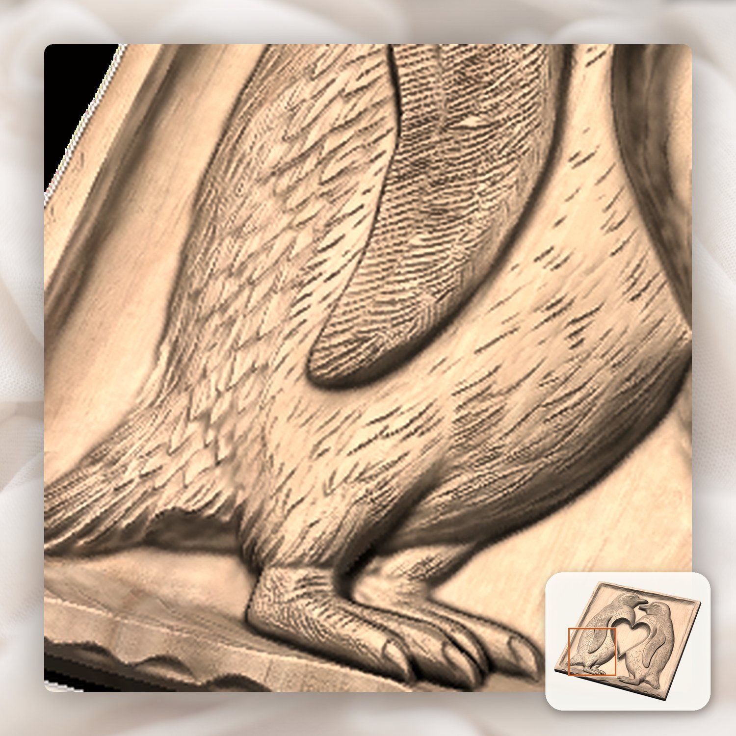 Romantic Penguins Heart CNC Relief STL bas-relief STL — view 8