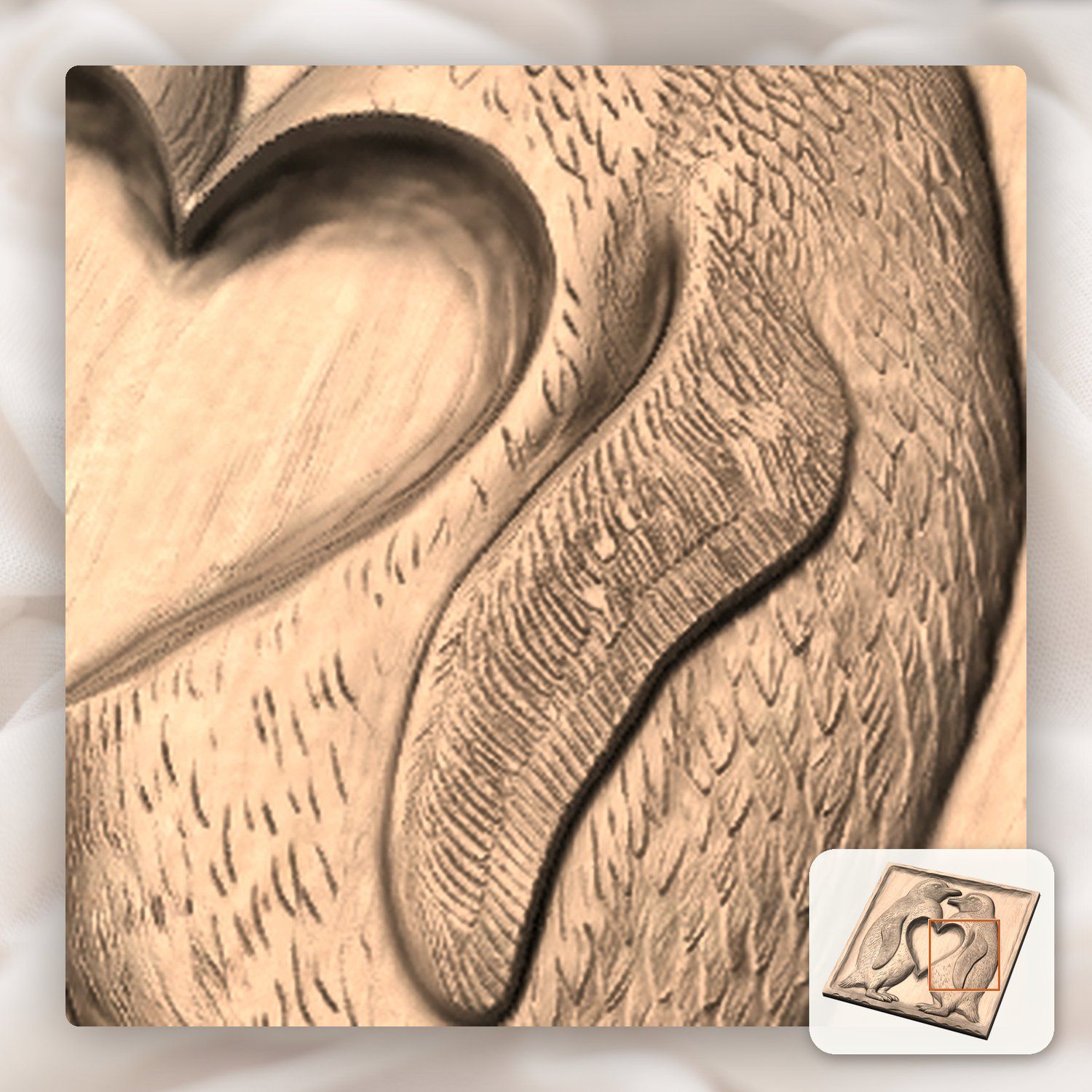 Romantic Penguins Heart CNC Relief STL bas-relief STL — view 9