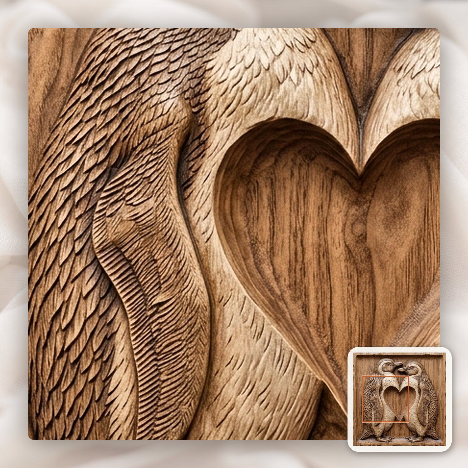 Romantic Penguins Heart CNC Relief STL bas-relief STL — view 10