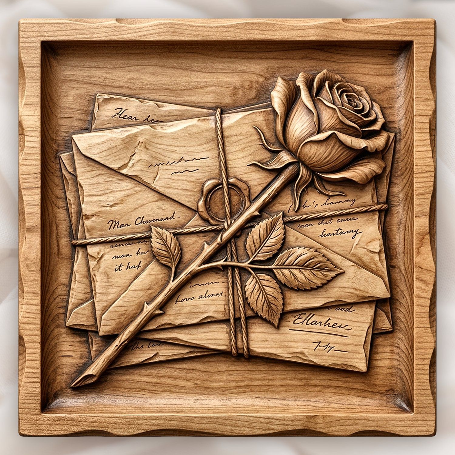 Romantic Rose Love Letter CNC Relief STL bas-relief STL design