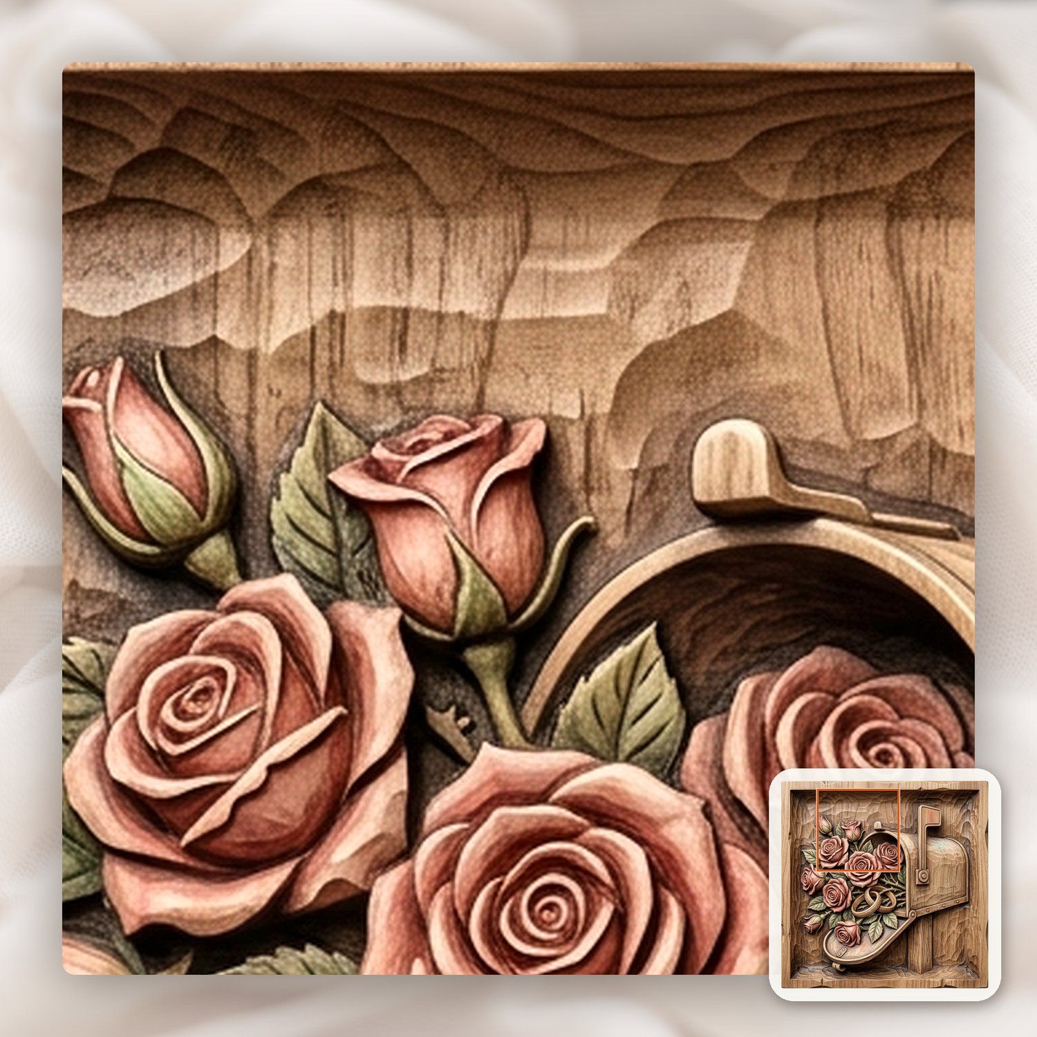 Romantic Rose Wedding Mailbox CNC Relief STL bas-relief STL — view 12