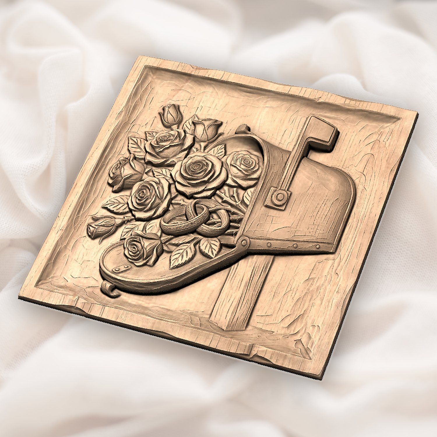 Romantic Rose Wedding Mailbox CNC Relief STL bas-relief STL — view 5