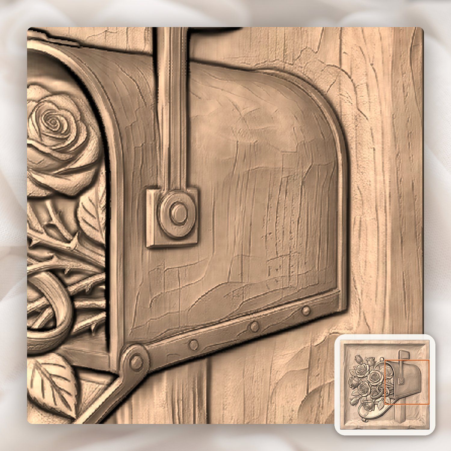 Romantic Rose Wedding Mailbox CNC Relief STL bas-relief STL — view 8