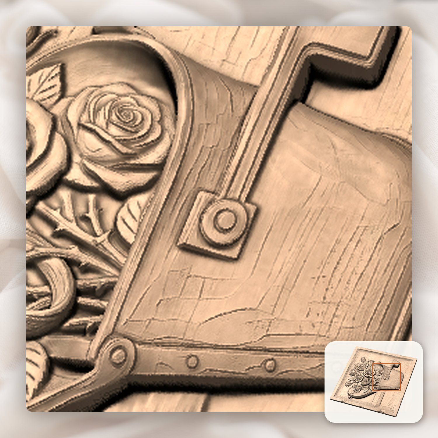 Romantic Rose Wedding Mailbox CNC Relief STL bas-relief STL — view 10
