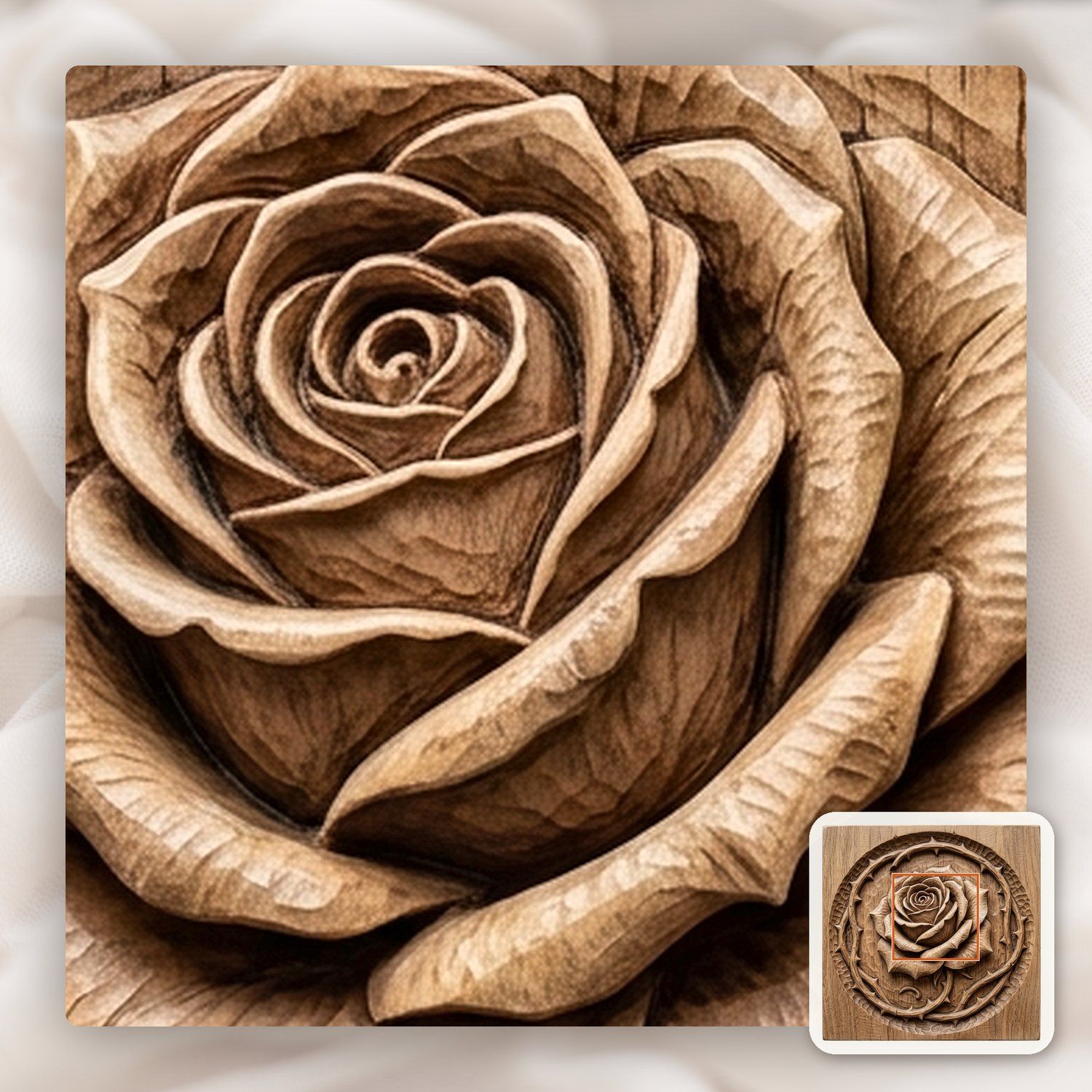 Rose Blossom Thorn Border CNC Relief STL bas-relief STL — view 11