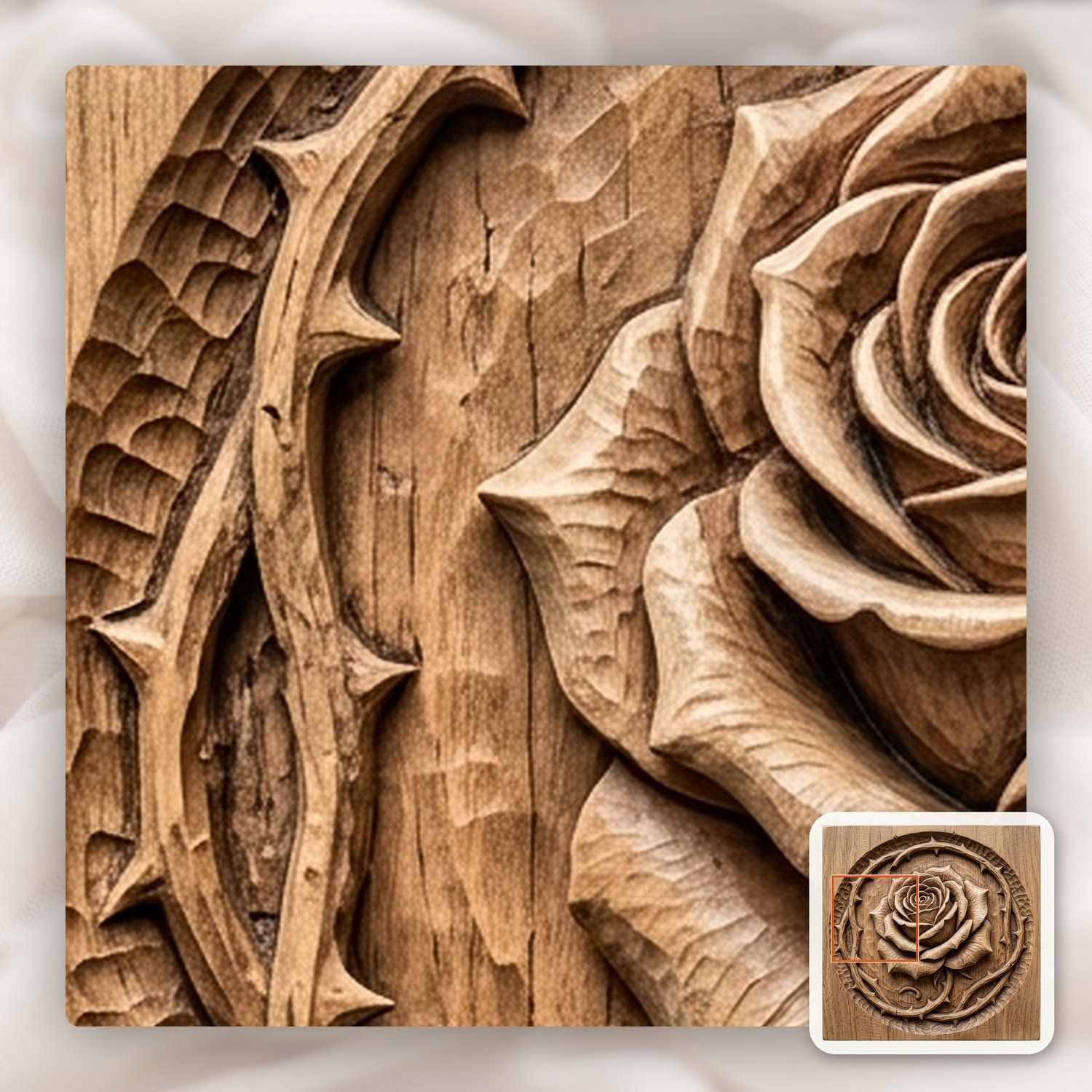 Rose Blossom Thorn Border CNC Relief STL bas-relief STL — view 12