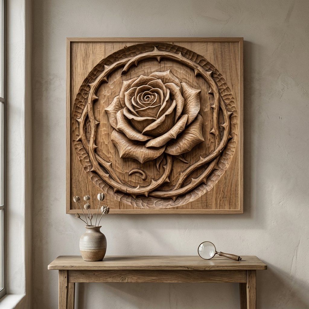 Rose Blossom Thorn Border CNC Relief STL bas-relief STL — view 13