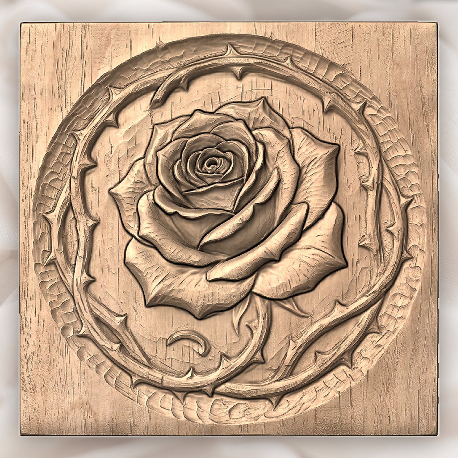 Rose Blossom Thorn Border CNC Relief STL bas-relief STL — view 4