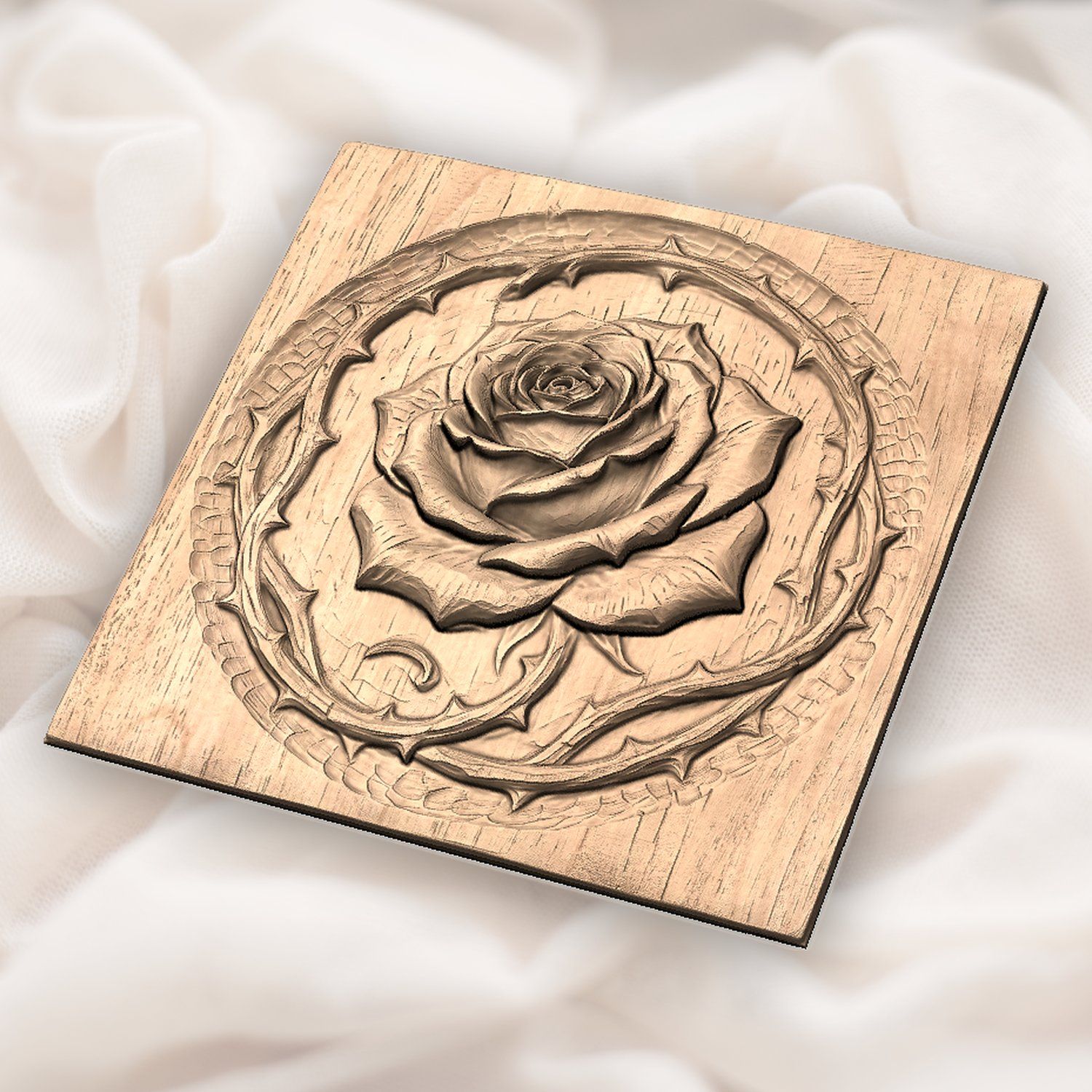Rose Blossom Thorn Border CNC Relief STL bas-relief STL — view 5