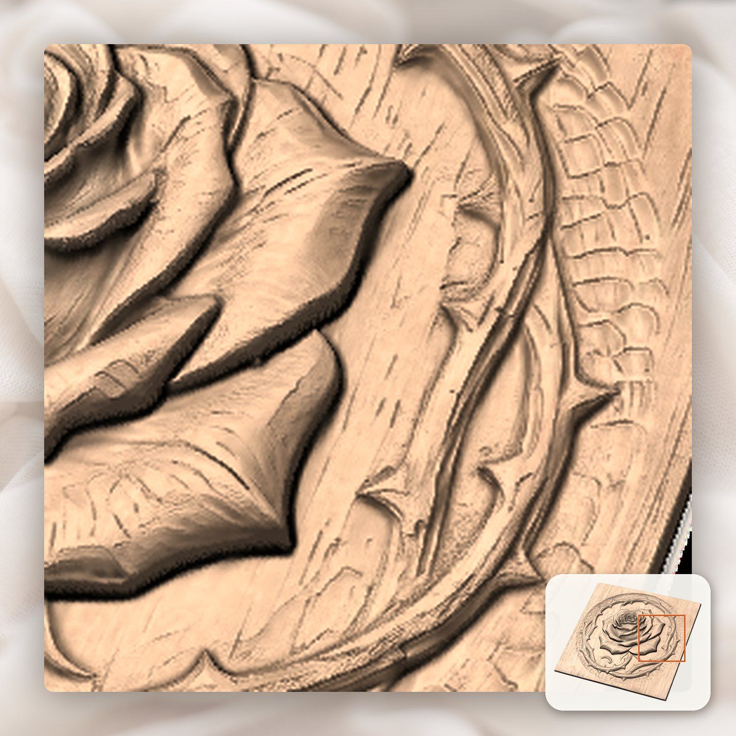 Rose Blossom Thorn Border CNC Relief STL bas-relief STL — view 10