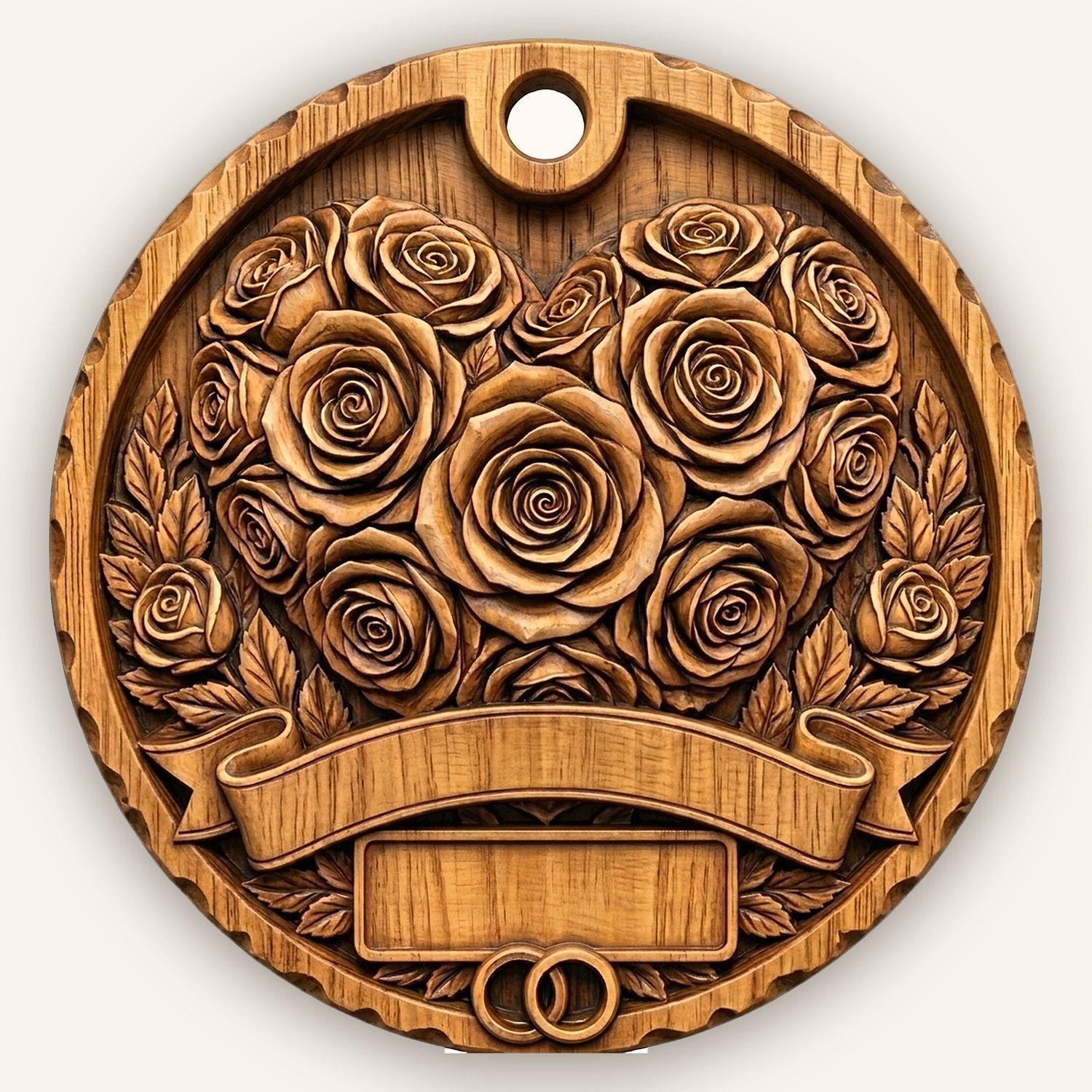 Roses Wedding Anniversary Our First Christmas Married Ornament CNC Relief STL bas-relief STL design