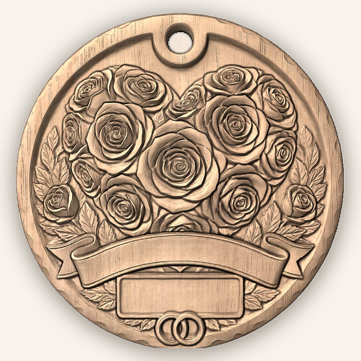 Roses Wedding Anniversary Our First Christmas Married Ornament CNC Relief STL bas-relief STL — view 3