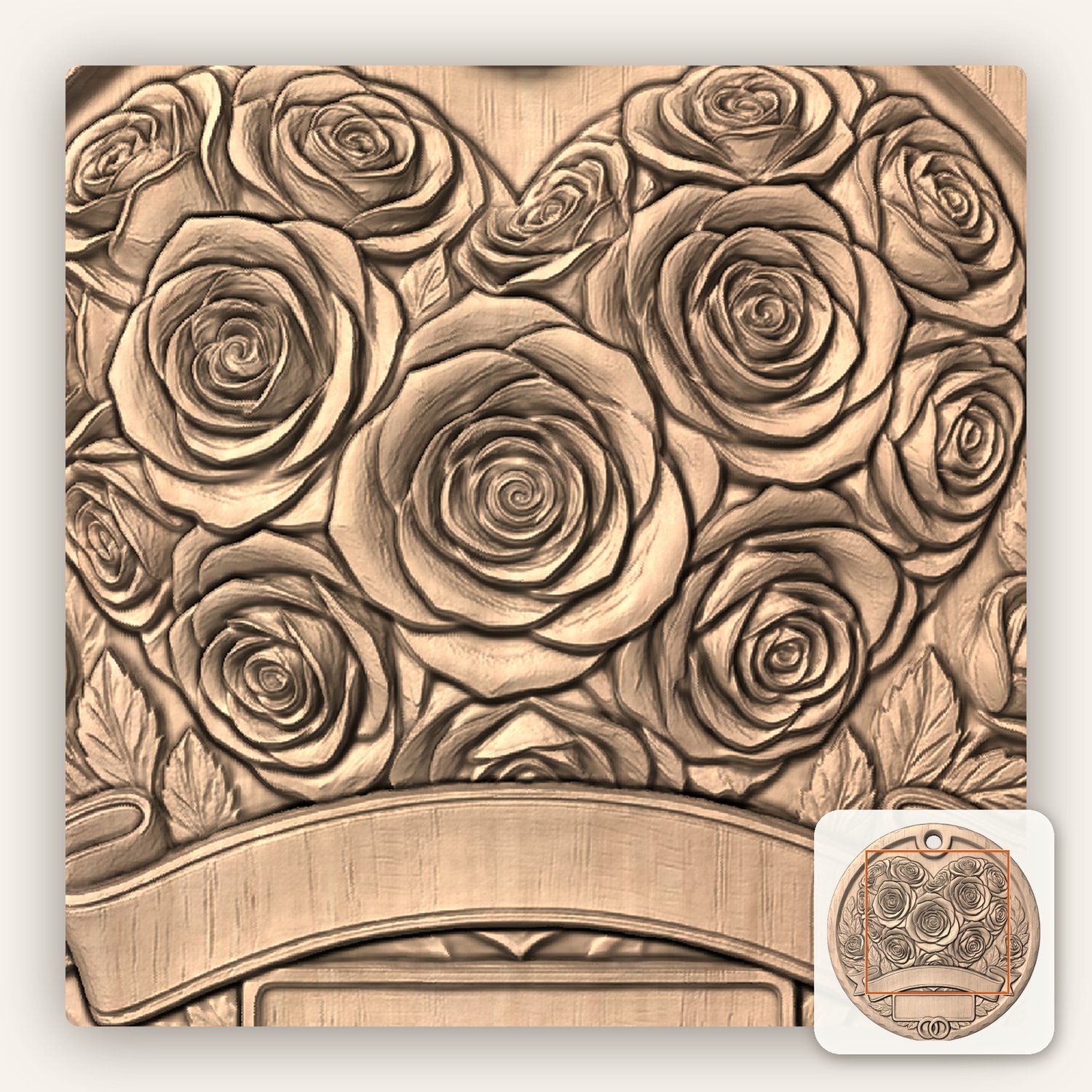 Roses Wedding Anniversary Our First Christmas Married Ornament CNC Relief STL bas-relief STL — view 5