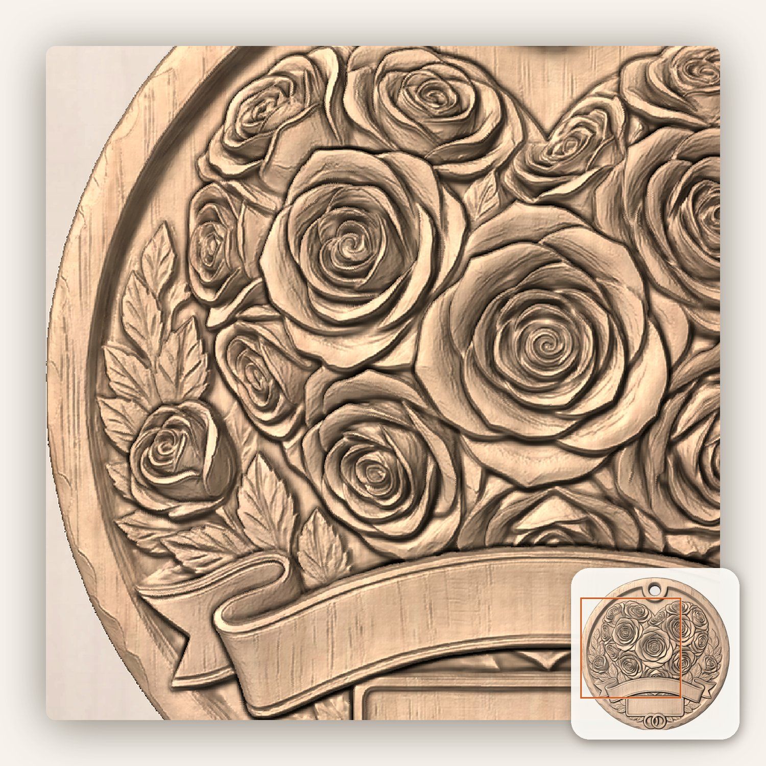 Roses Wedding Anniversary Our First Christmas Married Ornament CNC Relief STL bas-relief STL — view 6