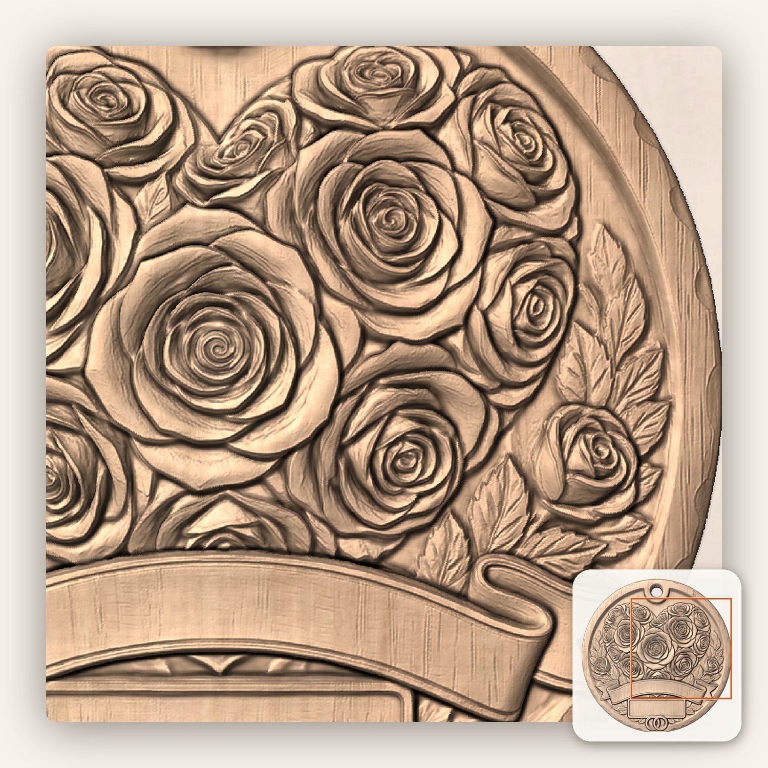 Roses Wedding Anniversary Our First Christmas Married Ornament CNC Relief STL bas-relief STL — view 7