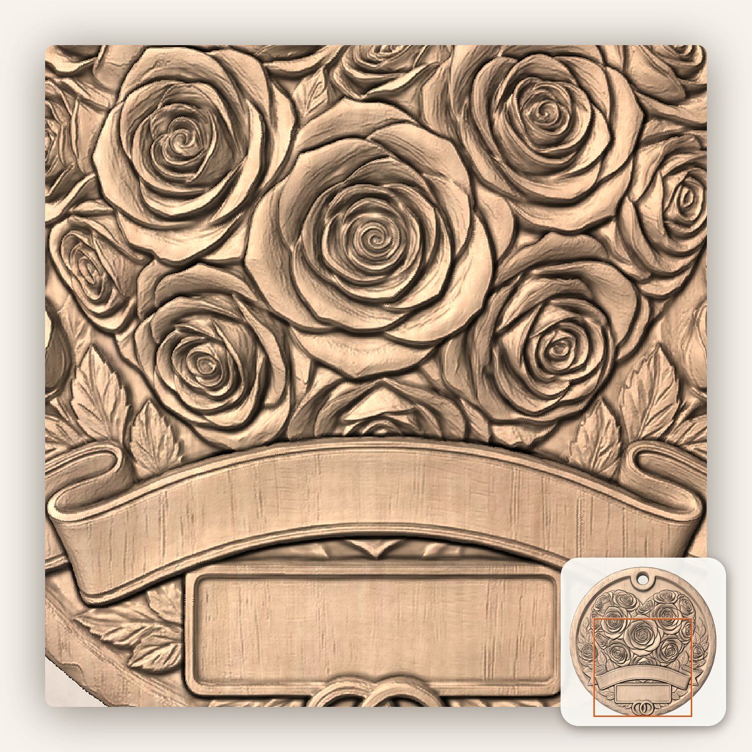 Roses Wedding Anniversary Our First Christmas Married Ornament CNC Relief STL bas-relief STL — view 8