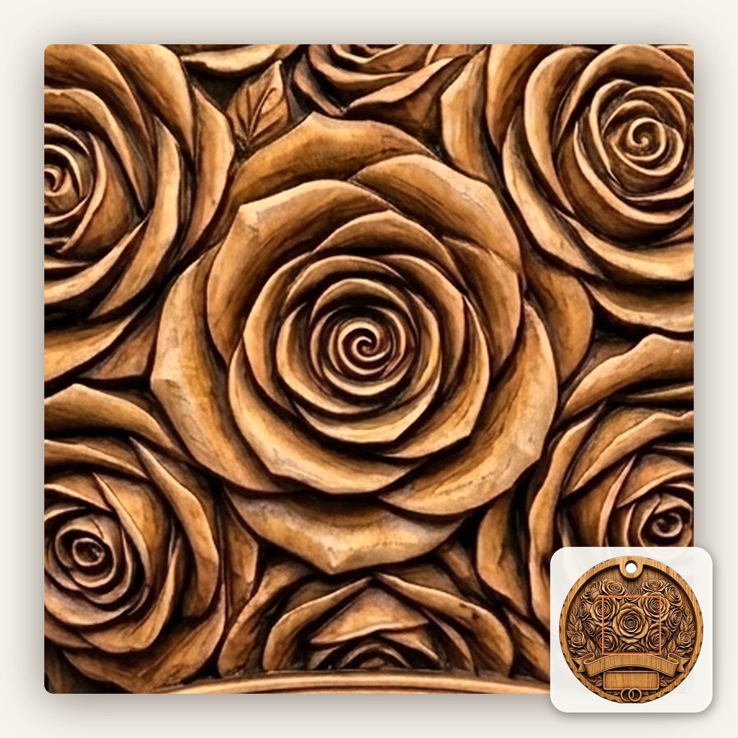 Roses Wedding Anniversary Our First Christmas Married Ornament CNC Relief STL bas-relief STL — view 9